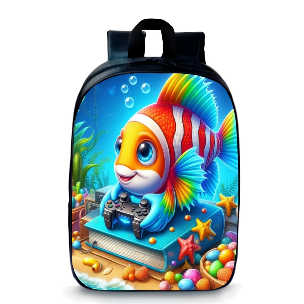Mochila Pequena Pré-escolar infantil peixe fundo do mar material escolar promoção
