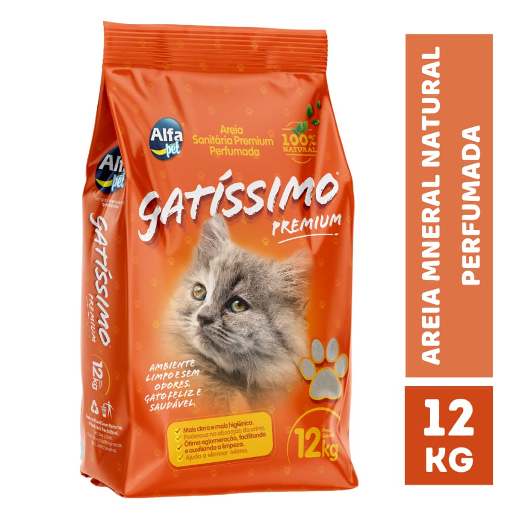 Areia Higiênica Premium Gatissimo Perfumada 12kg para Gatos