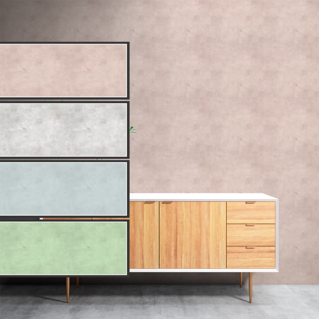 Papel De Parede Lavável Cimento Queimado Azul Cinza Verde Rosa Prova Dágua Autocolante
