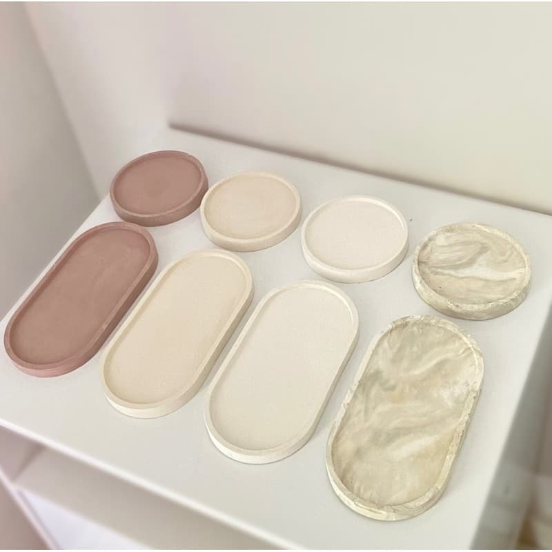 Conjunto 2 Peças Bandejas Decorativas de Cimento Artesanal