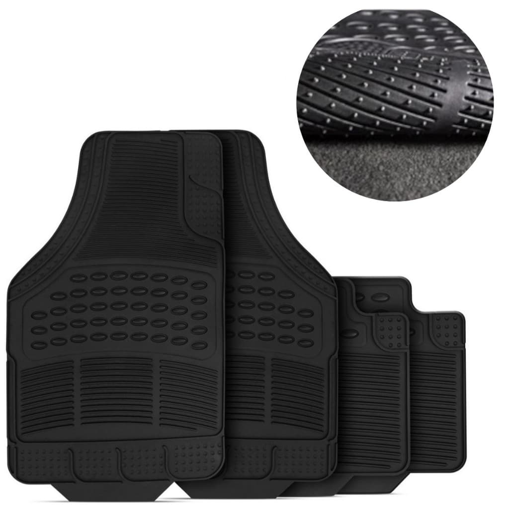 Jogo Tapetes Carro Borracha Universal Pvc 4 Peças Flash Tapetes Preto