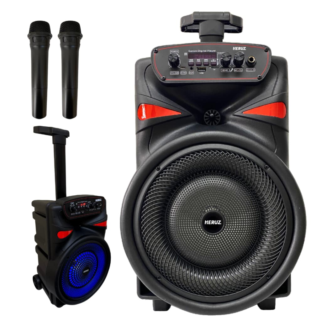 Caixa de Som Grande 1800w Pmpo + 2 Microfones Sem Fio Original Oferta
