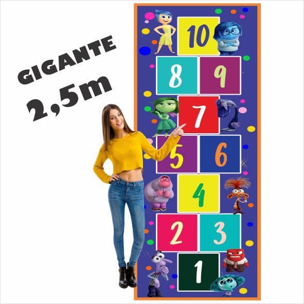 Tapete Jogo da Amarelinha Grande Divertidamente, presente menino ou menina, dia das crianças, natal, aniversário AM50G