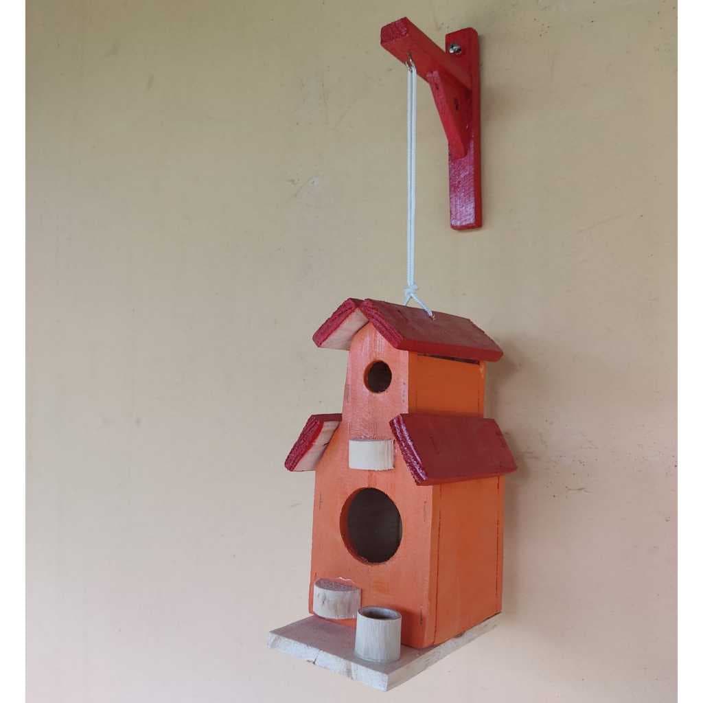 Kit Mini Suporte e Mini Casinha Dois Andares feitos de Madeira para Decoração - Casa  - Decoração