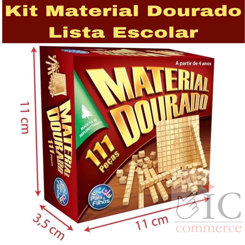 Material Dourado Madeira 111 Pecas Jogo Didatico Educativo Lista Escolar Promoção Volta as Aulas