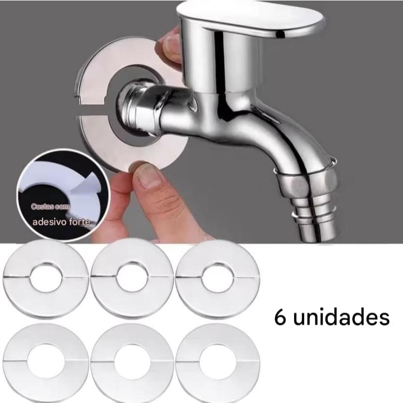 Acabamento Auto-adesivo em Aço Inox para Torneira e Chuveiro Ideal para Reformas e Melhorias