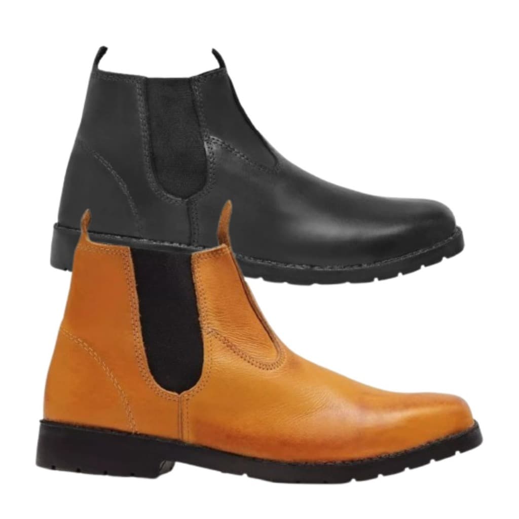 Kit 2 Pares Bota Botina Couro Masculina Reforçada Resistente Anatômica Leve Promoção Sola Pneu