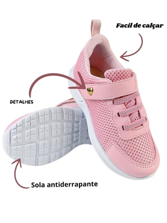 Tenis infantil Feminino Menina Voltas as Aulas Escolar Calce Facil Leve
