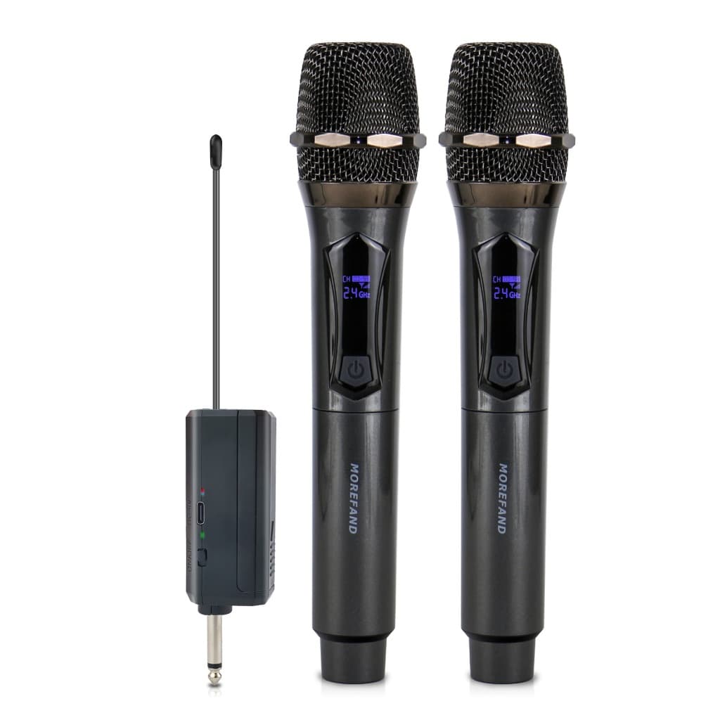 X-108B-S GRAY microfone sem fio  Kit 2 Microfones Dinâmico Sem Fio Profissional Recarregável Uhf para Karaokê
