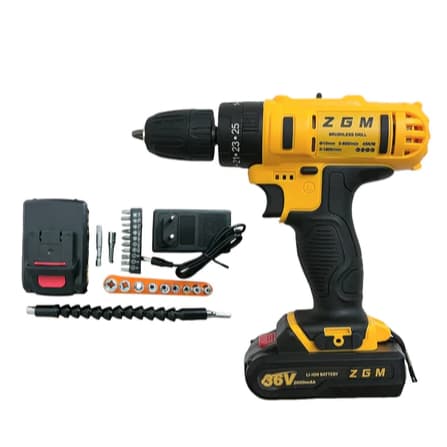 Parafusadeira Furadeira Sem Fio Bivolt 36v 2 Baterias Zgm