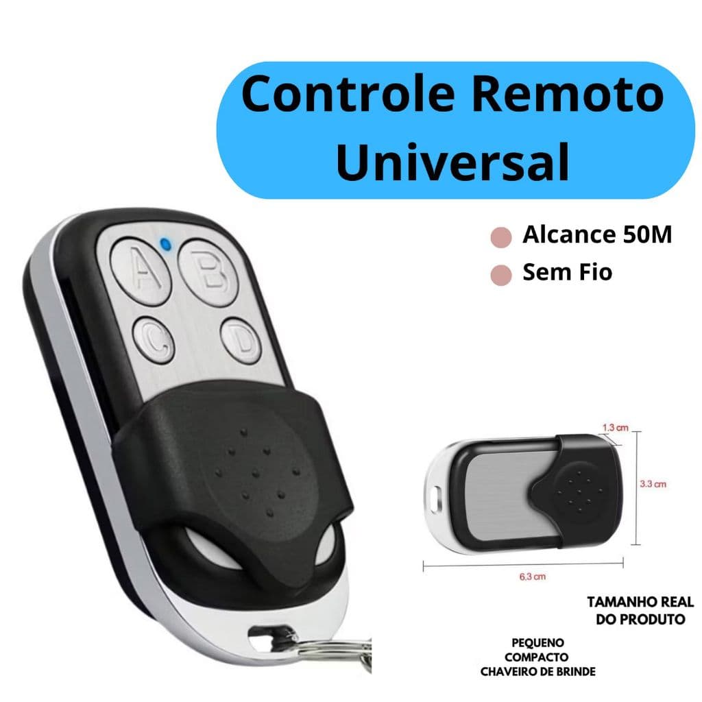 Controle Remoto Universal para Portão Elétrico Eletrônico Garagem com Chaveiro 433mhz com 4 Botões