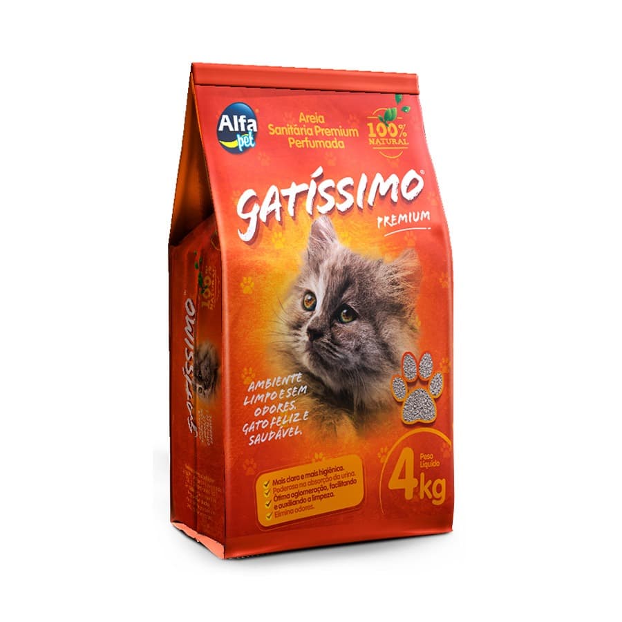 Areia Higiênica Gatíssimo para Gatos Perfumada 4 Kg
