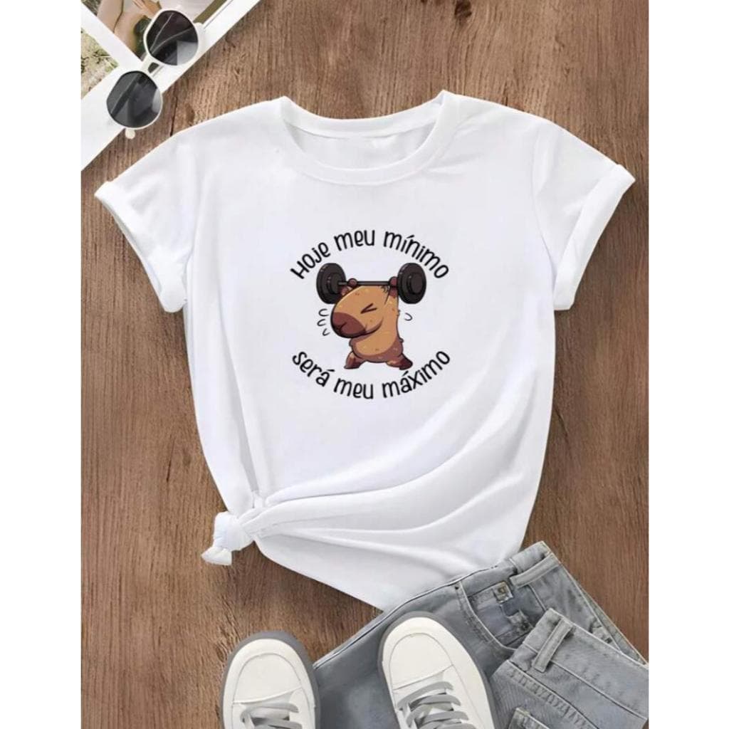Camiseta Treino Academia Capivara Meu Mínimo Blusa 100% Algodão