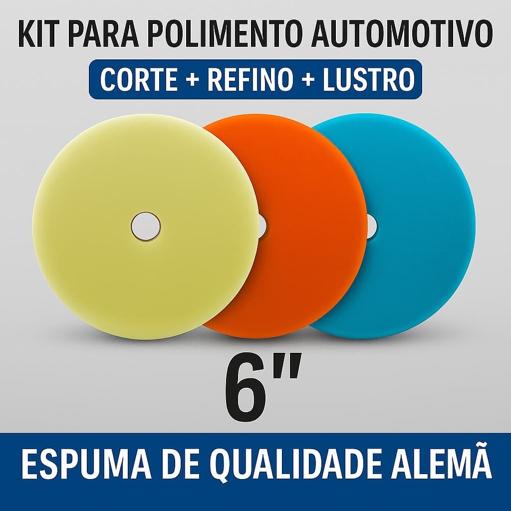 Kit Polimento Automotivo Corte Refino e Lustro 3 Boina