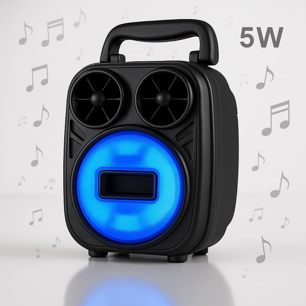 Caixa Acústica Sem Fio Bluetooth Potente Portátil Recarregável Som Rádio  Compacta Alto Falante Led