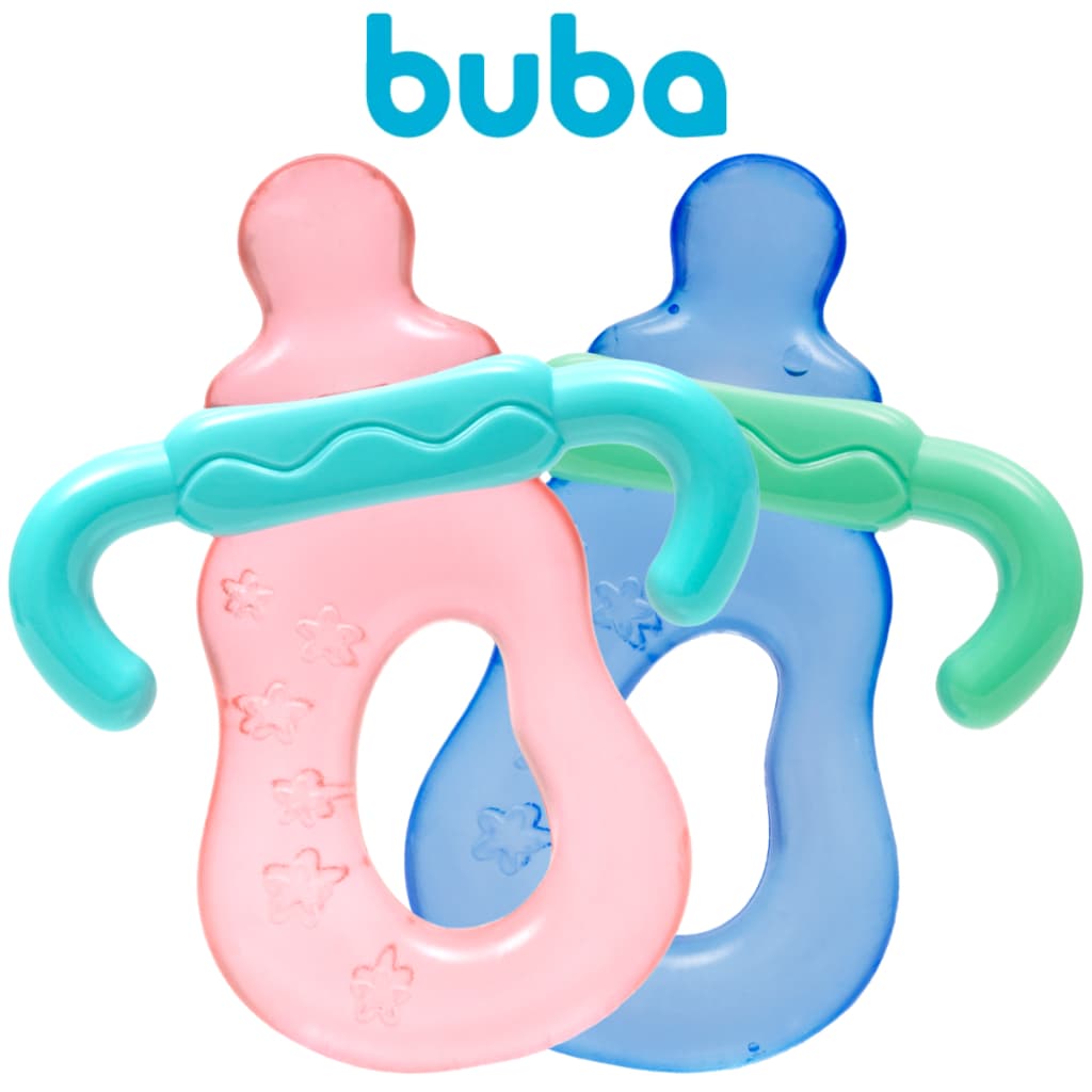 Mordedor para Bebês com Água Buba Mamadeira Design Ergonômico Com Texturas Pode Refrigerar