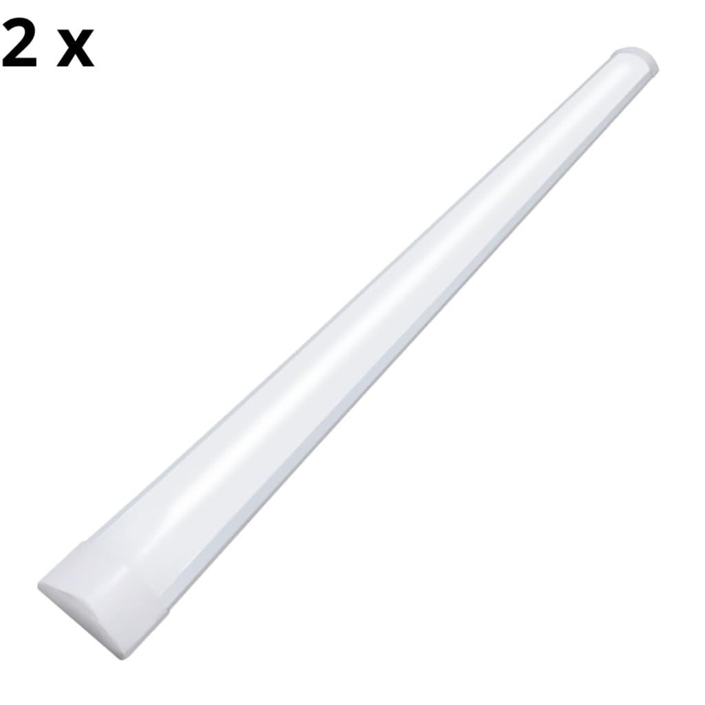 kit 2 Luminaria Tubular Flat Sobrepor Led Linear 36W 120cm