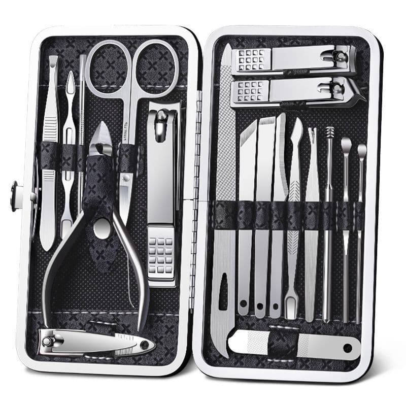 Kit  Cortador De Unha Manicure Portatil Estojo Pinca Tesoura C/Organizador de couro de luxo