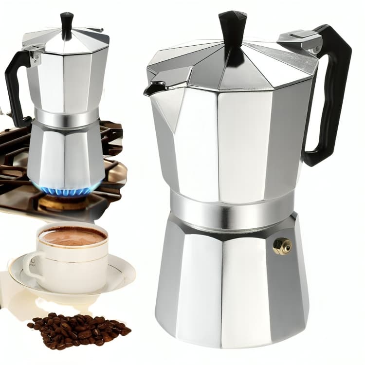 Cafeteira Italiana Alumínio de alta qualidade Moka 3/6/9/12 Xícaras Alumínio Café Puro Vários Tamanhos