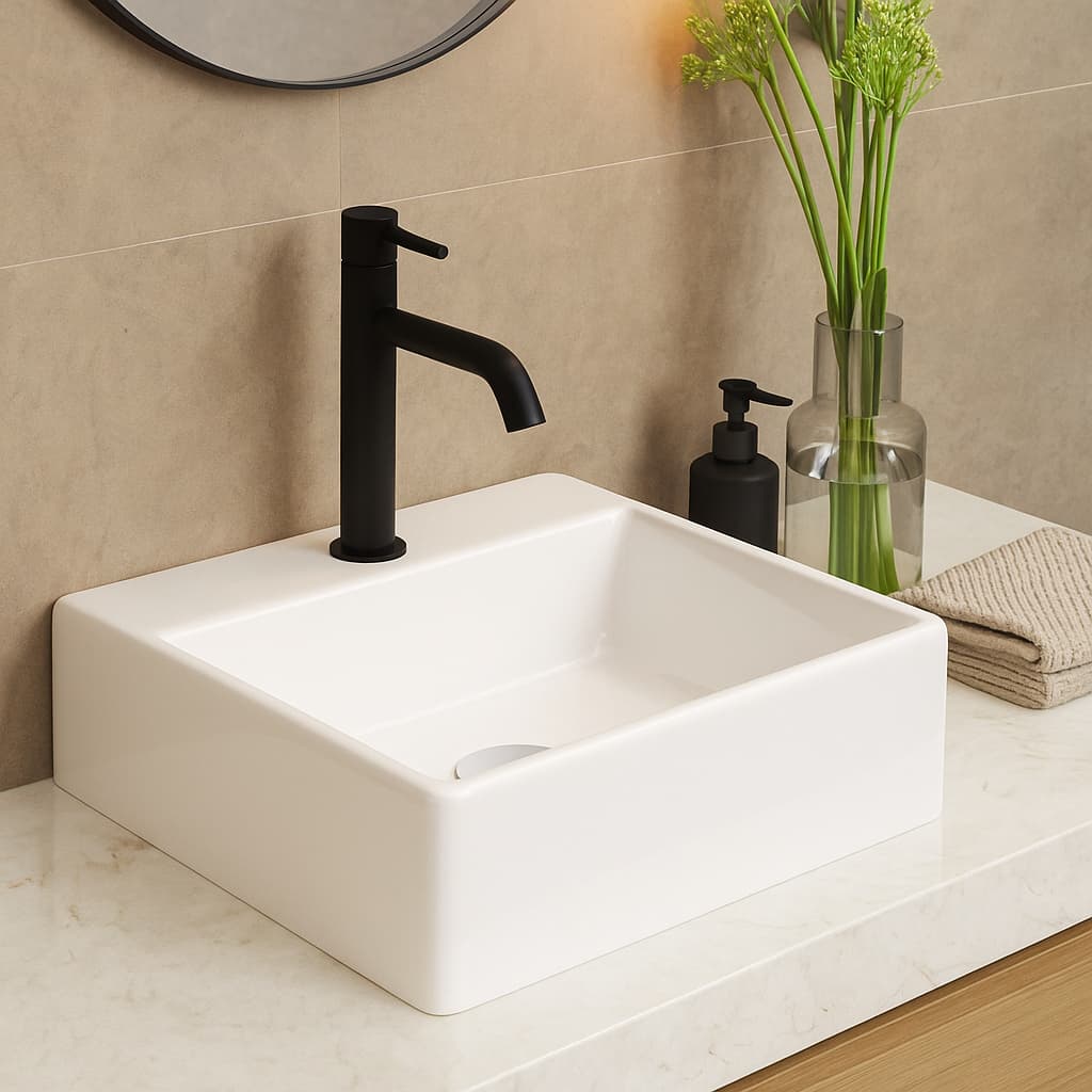 Cuba Louça Cerâmica Apoio sobrepor 34x29x11,5 Cm Branco