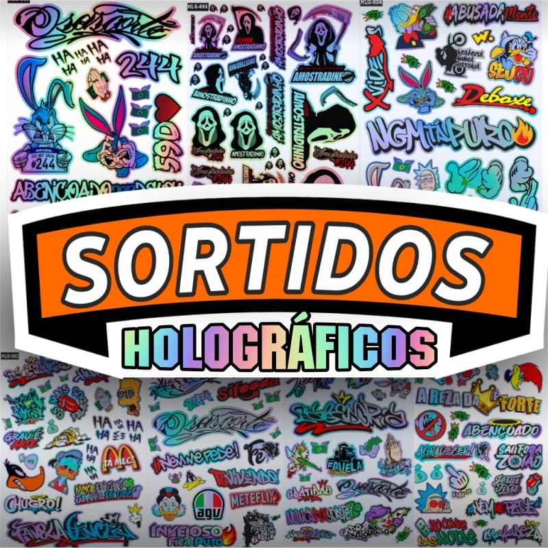 SUPER KIT 2 Holográfico - Adesivo para Capacete Moto Bike Carro - Pernalonga Grau 244 Giro - Diverso