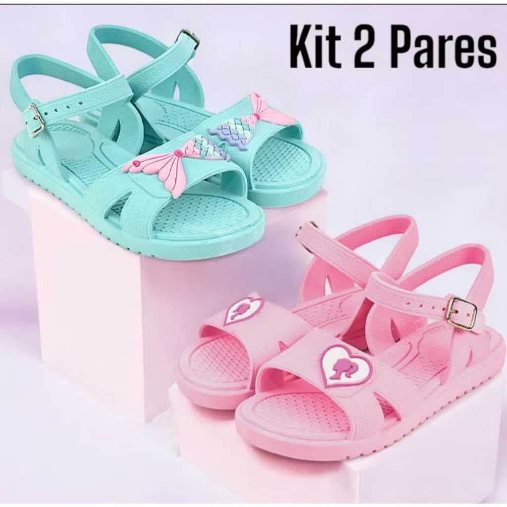 kit 2 pares de sandália infantil para meninas. Confortável. Drika calçados