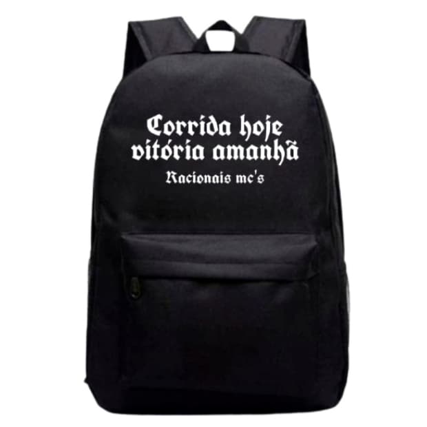 Mochila Bolsa Grande Escolar Unissex Faculdade Trabalho Treino Resistente Nylon Preta Frases