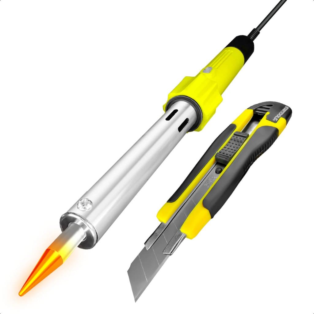 Kit Ferro de Solda Profissional 127V 100W Soldador + Estilete Emborrachado Profissional 18mm Kit