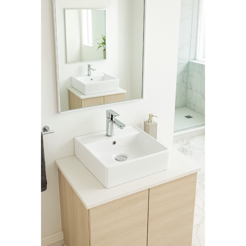 Cuba Base Para Mesa Louça Lavabo Quadrada Sobrepor 42cm