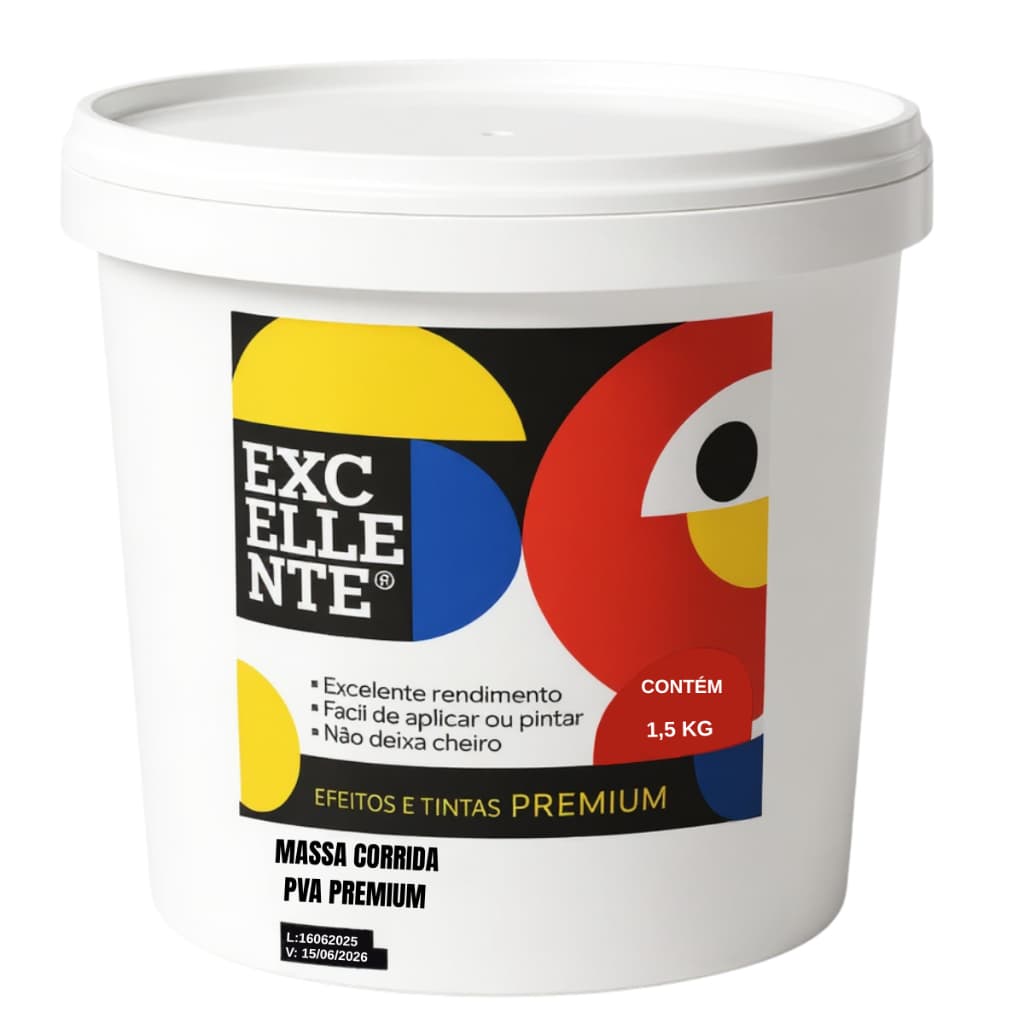 Massa Corrida Pva 1,5kg Acabamentos Interno Qualidade Excellente/Pratfix Premium