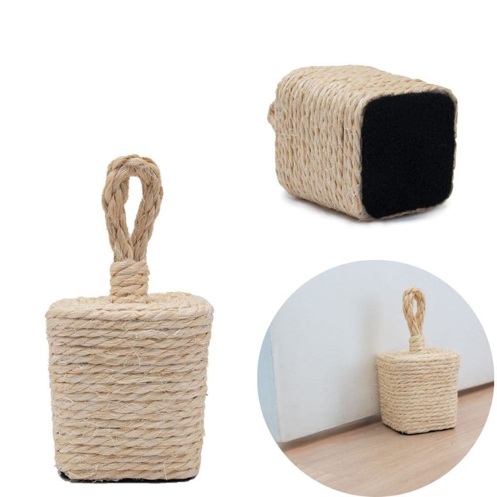 Kit 2x 3x 4x Peso de Porta Quadrado Cimento 1kg IOWOX Corda Sisal Trava Segura Decorativa Artesanal.