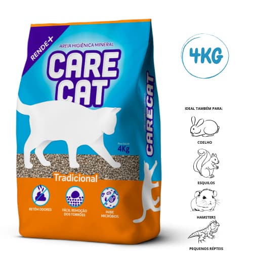 Areia Higiênica 10kg Carecat Perfumada para Gatos tradicional e perfumada envio imediato