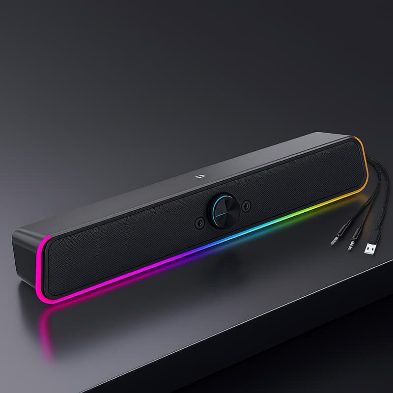 Soundbar Caixa de Som PC RGB Computador Controle de Som Potente