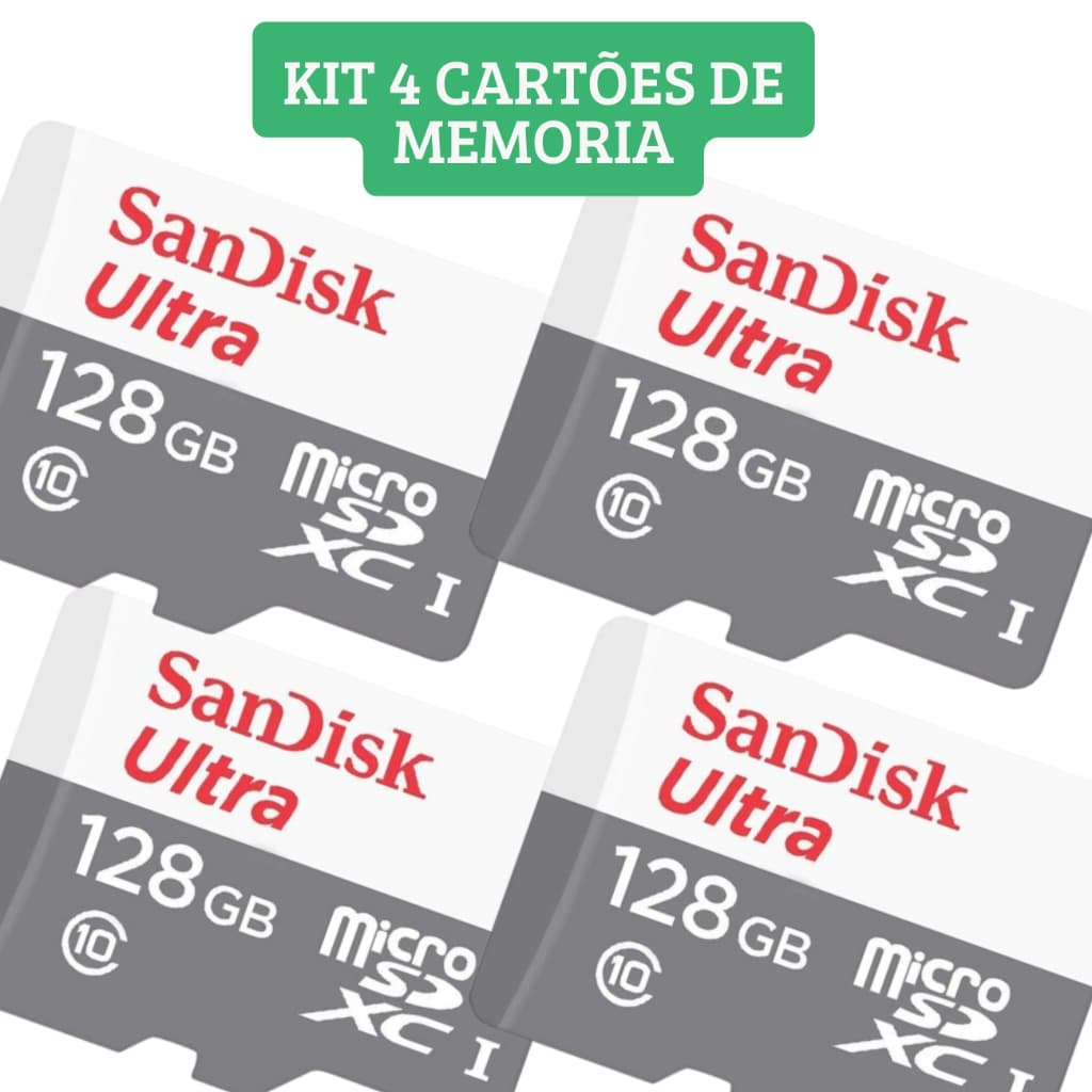 Cartão De Memória 128GB 100mb/s Ultra Kit 4 unidades Câmeras Celuar, Notebook, tablet , camera foto