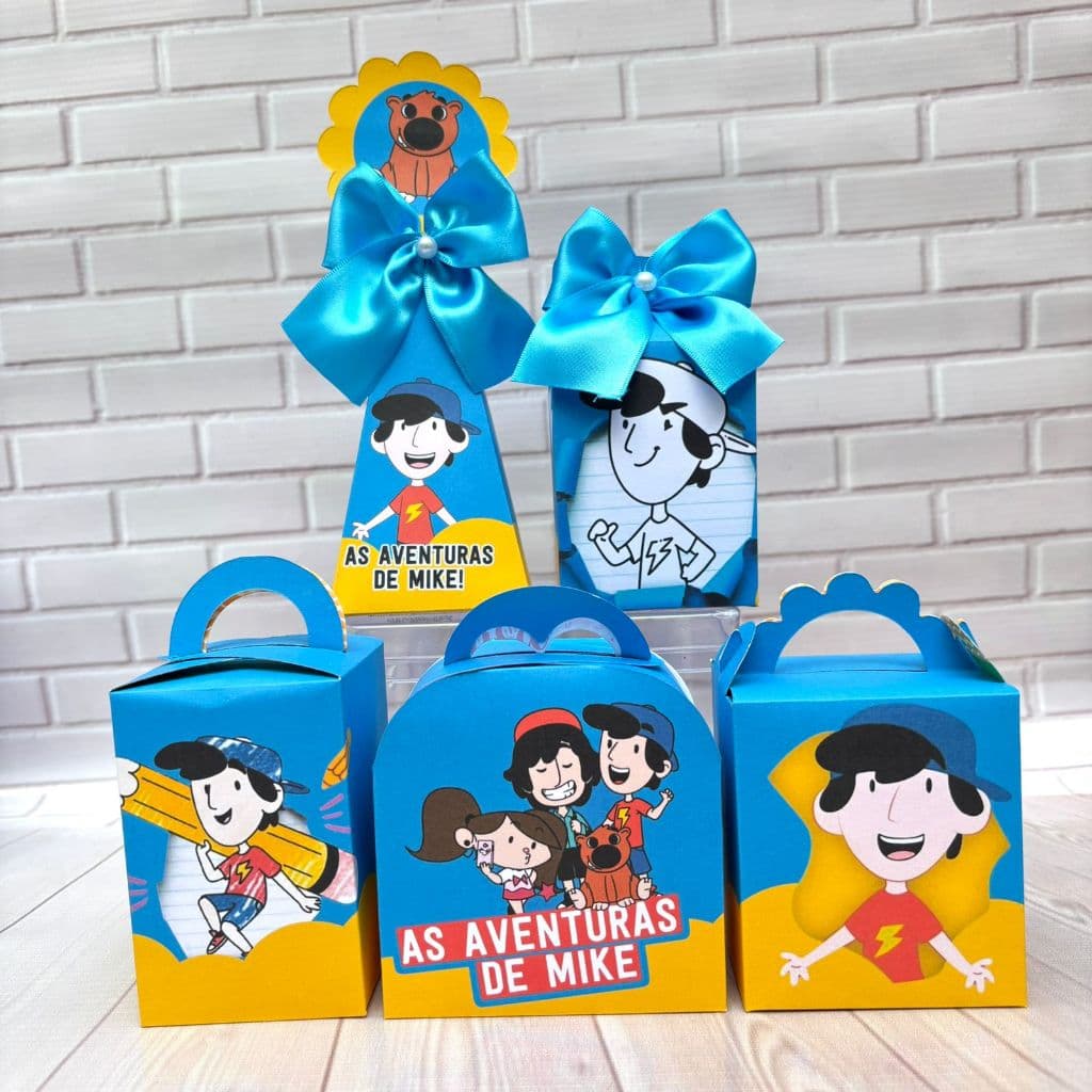Kit Personalizados As Aventuras de Mike - livro Best seller Lembrancinha para Festa de Aniversário - PEGUE E MONTE