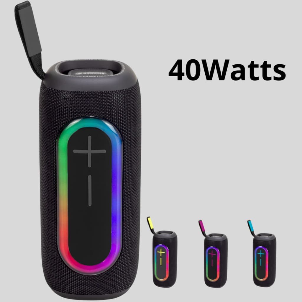 Caixa de Som Kimaster K520 Bluetooth 20W Potente IPX6 RGB Rádio FM Portátil
