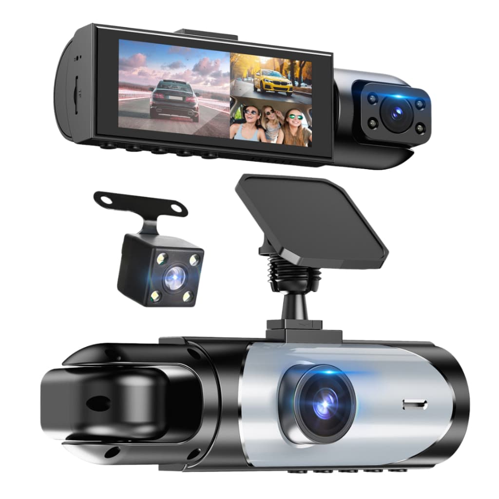 Câmera Automotiva Dvr Full Hd 1080P com Wifi Visão Noturna Lente Dupla + camera de Ré