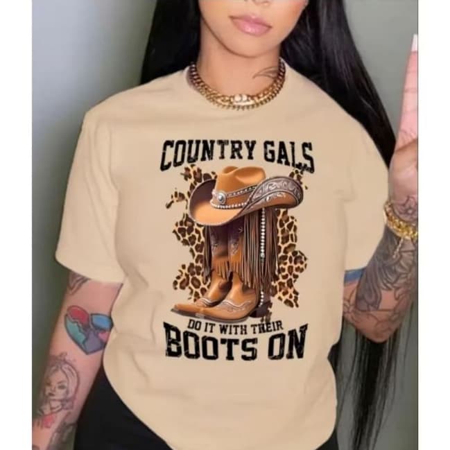 Camiseta Blusa Feminina Cowboy Estampada Agro Bota Chapéu Estilosa 100% Algodão