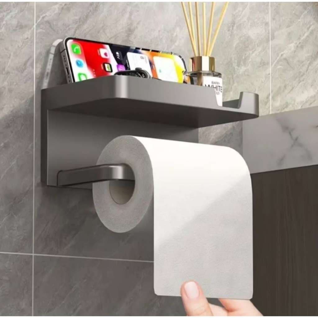 Suporte Porta Papel Higiênico Parede Adesivo Prateleira Celular Lenço Umedecido Banheiro Touro shop