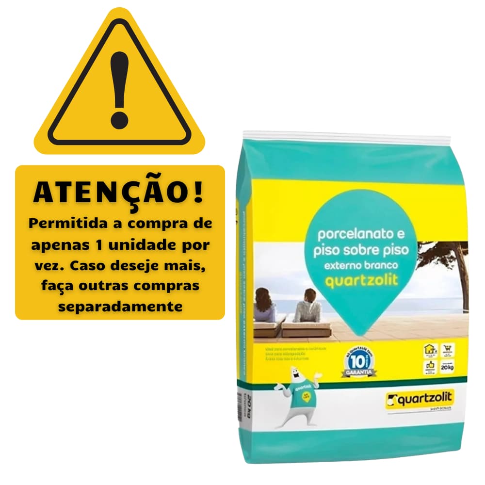 Argamassa Piso Sobre Piso e Porcelanato Externa Branco e Cinza 20 Kg - Quartzolit