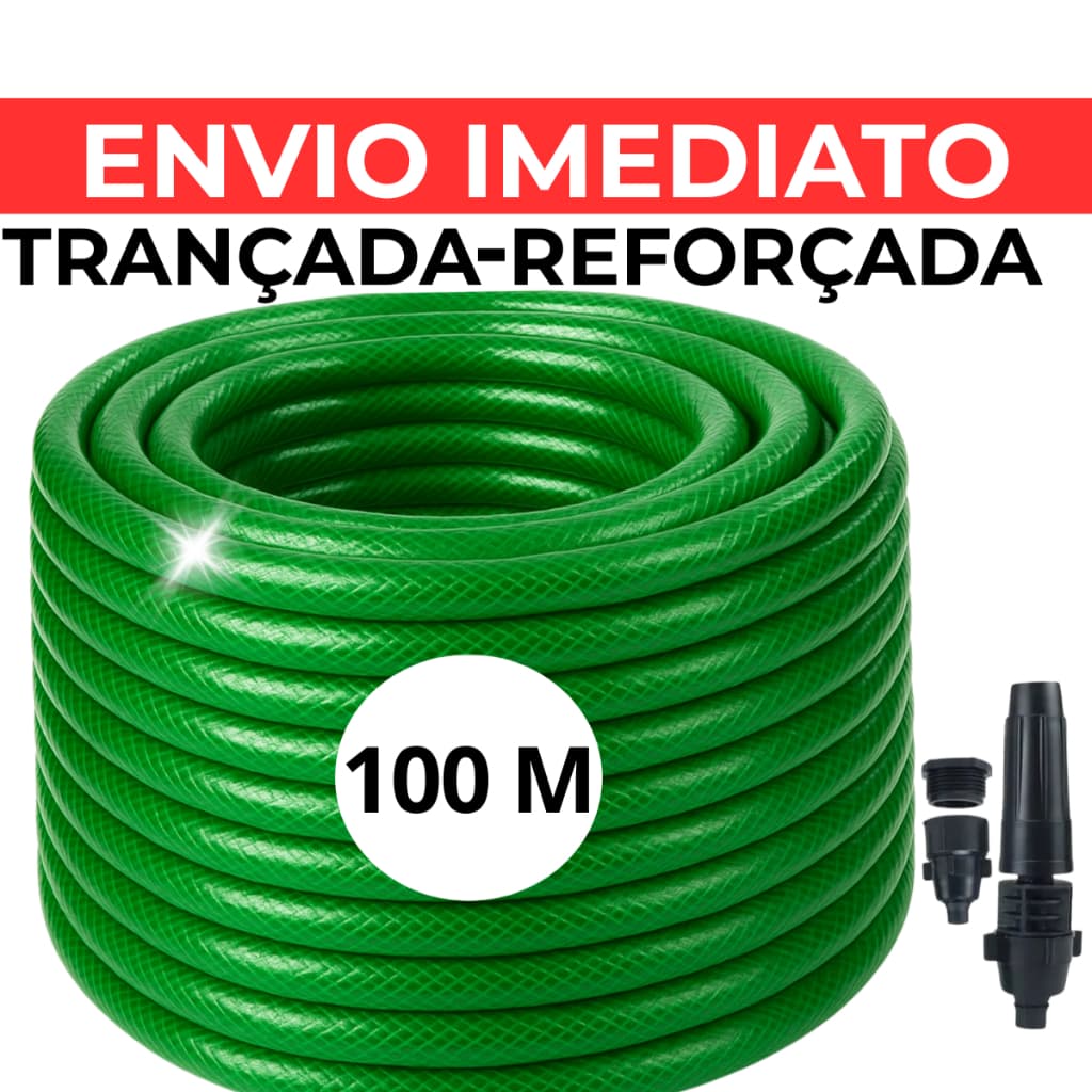 Mangueira Jardim 100 metros Trançada Flexivel Resistente Reforçada Tripla Camada Promoção