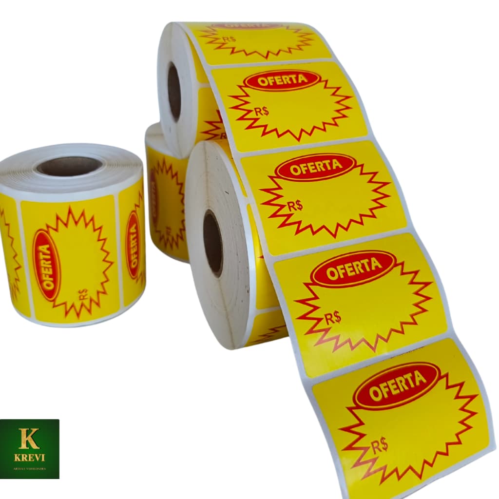 Etiqueta Adesiva  Splash De Oferta Para Preço 1.000 -60x40mm de preço amarela com vermelha promoção.