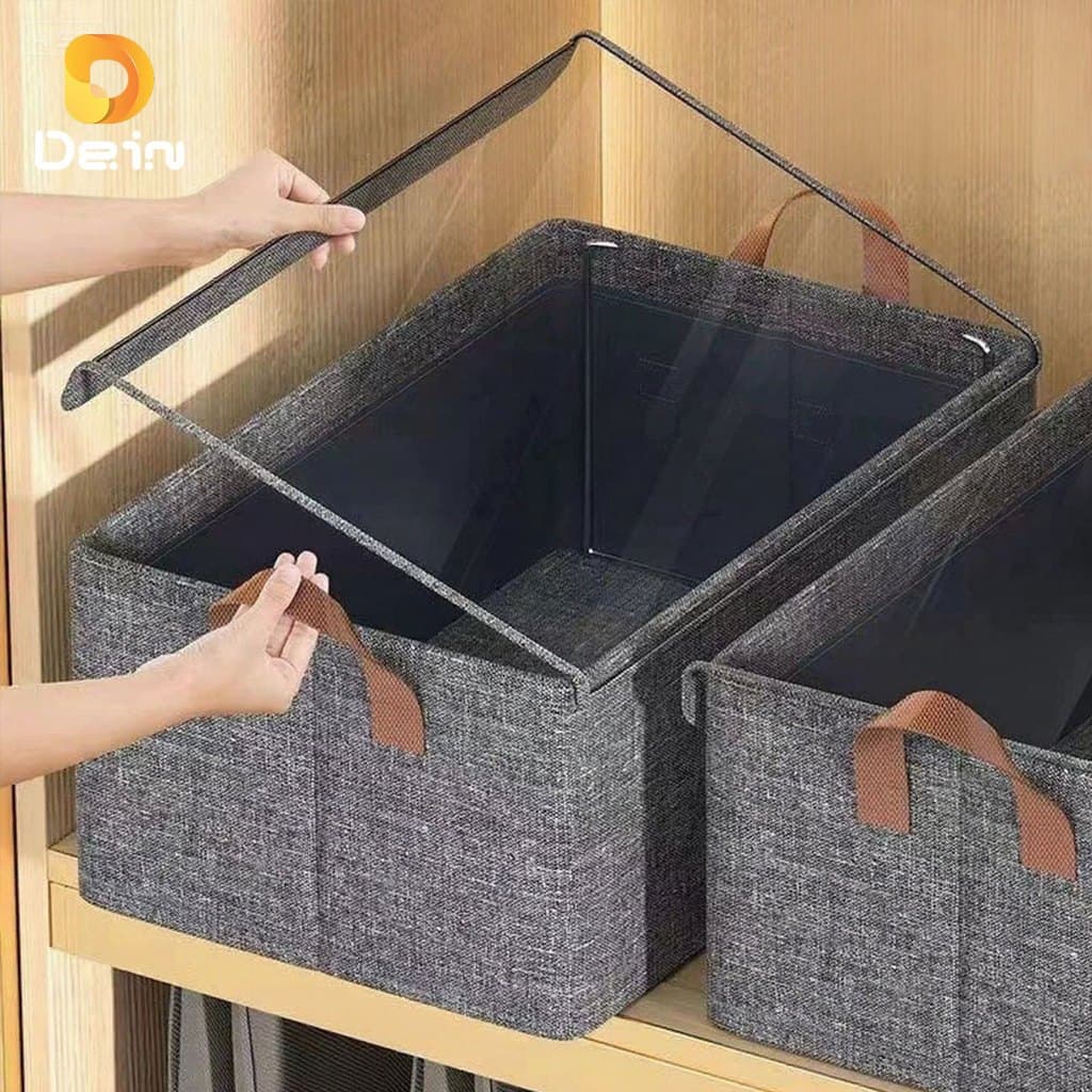 Caixa Organizadora Dobrável Multiuso Com Tampa Feita em TNT Resistente E Ecológico
