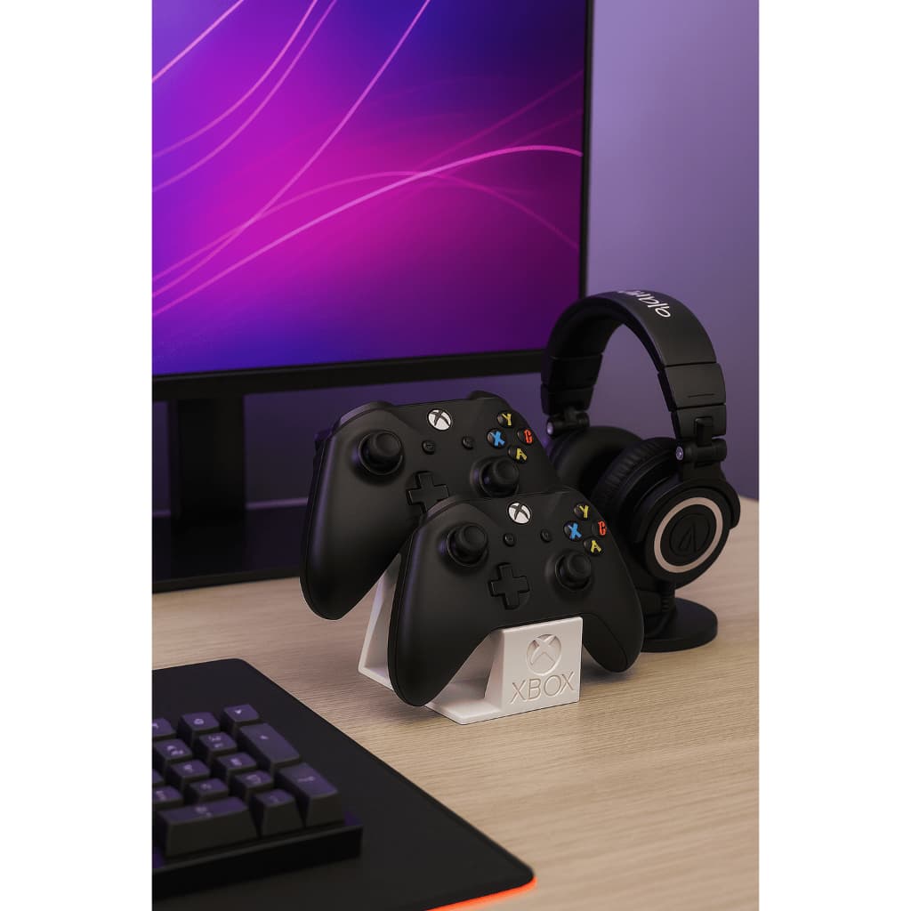 Suporte Duplo organizador Controles Xbox Gamer Moderna Setup mesa