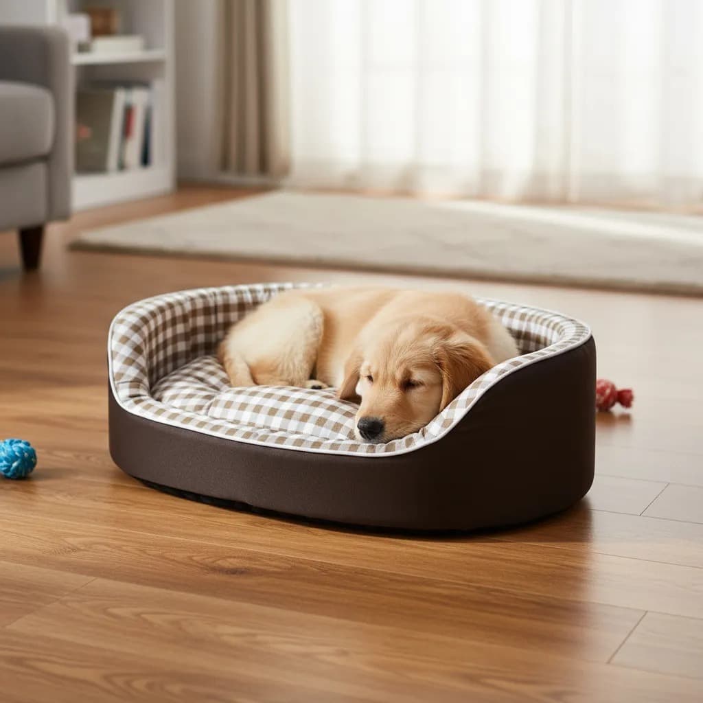 CAMINHA PET CAMA GRANDE E RESISTENTE PARA GATO CACHORRO FUNDO IMPERMEAVEL BINNOPET DUBAI XADREZ BEGE  EGG