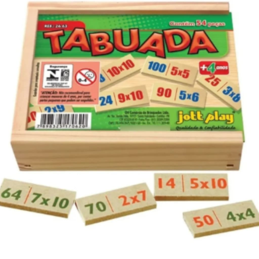 Tabuada 54 peças Infantil Material Escolar Em Madeira Educativo Pedagógico Jott Play Em Mdf Original