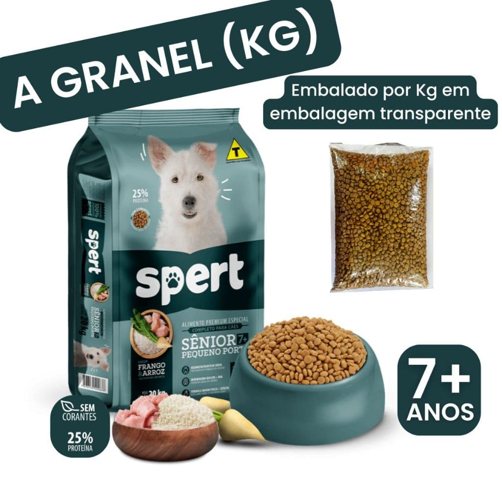 Ração Granel Senior Spert -  Caes Idosos Pequeno Porte | Sabor Frango e Arroz | Premium Especial