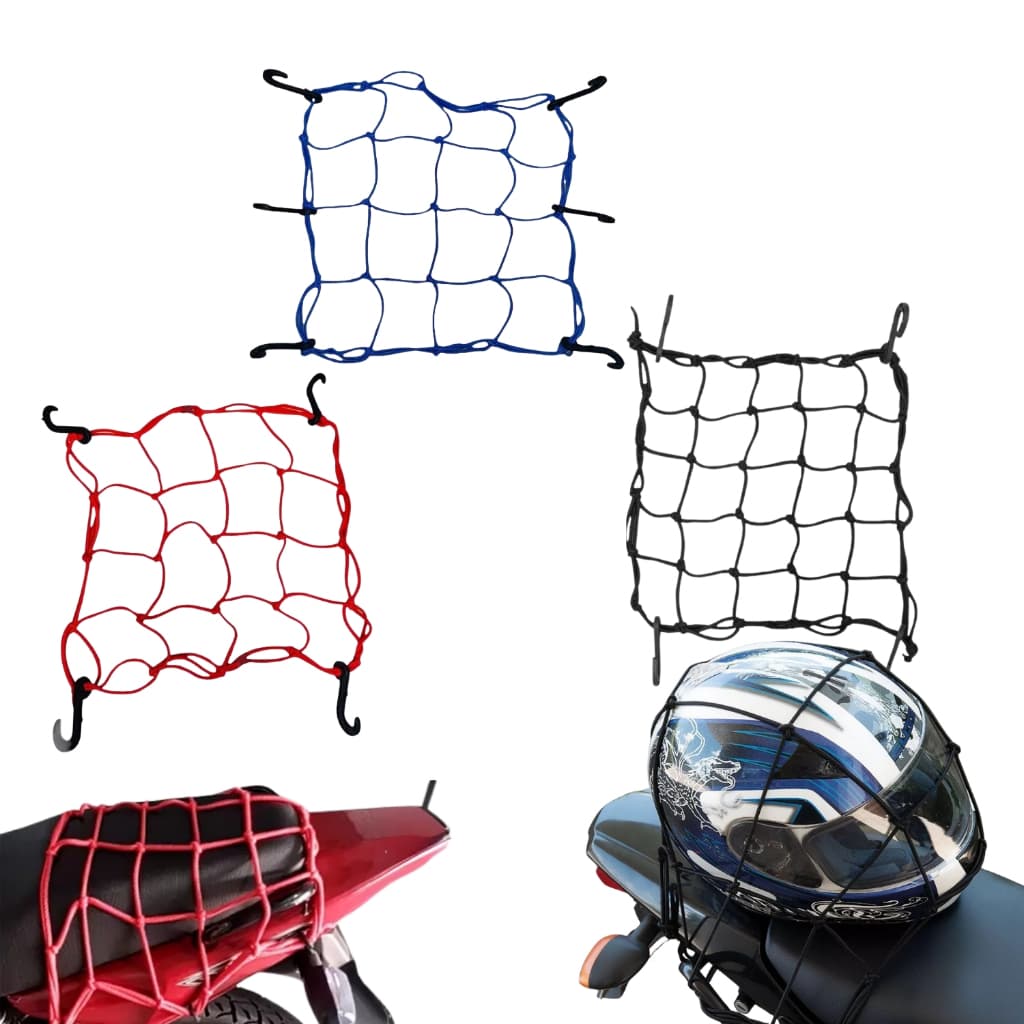 Elástico Rede Aranha P/ Capacetes e Carga 35x35cm Motos Bagageiro
