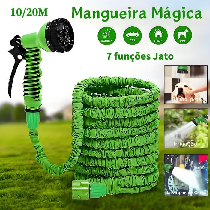 Mangueira Mágica 10M/20M Extensível Elástica Flexível 7 funções Jato Jardim Lavagem de Carro