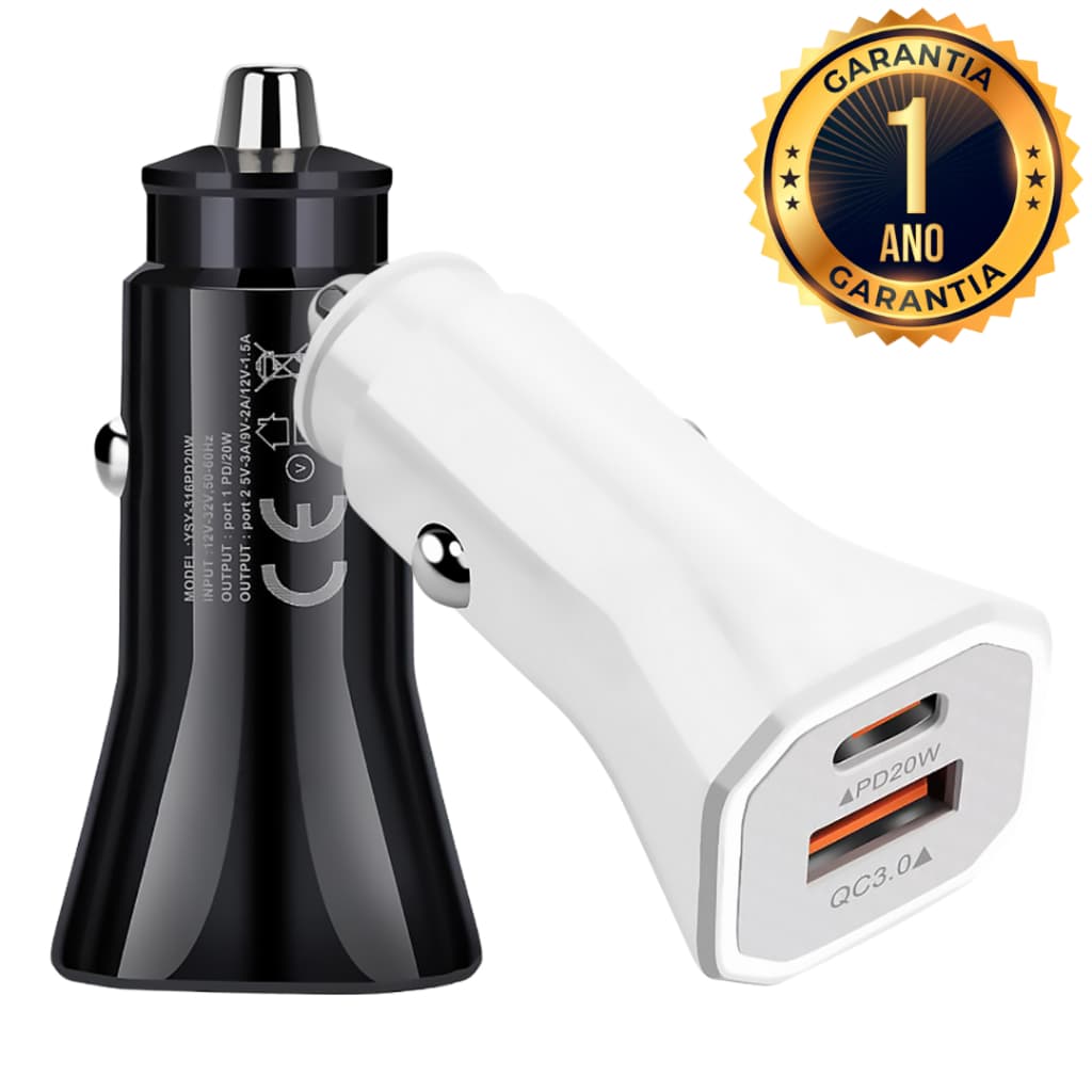 Carregador para Celular Veicular Carro 2 Entradas USB Com Cabo Turbo